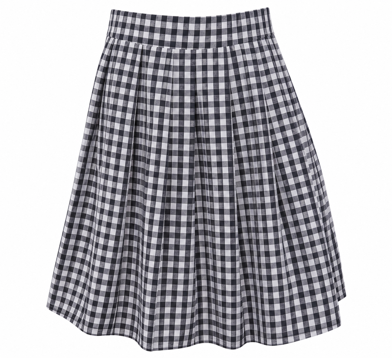 Black and White checked pleated school skirt