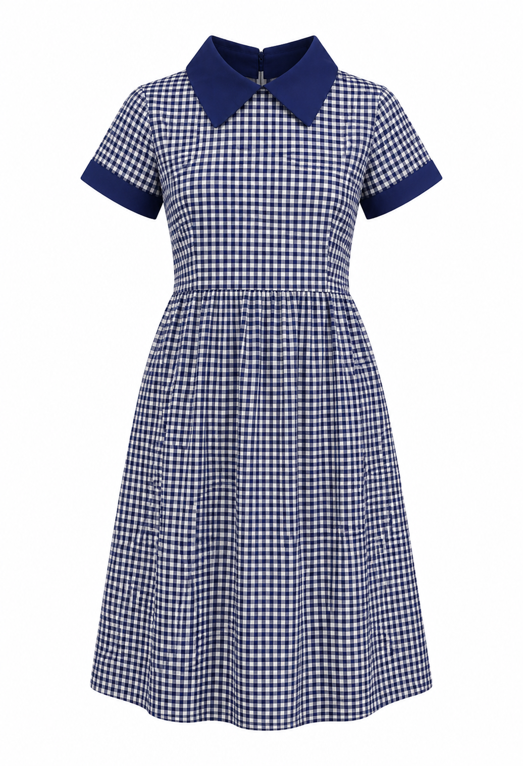 Blue White Checked School Uniform Dress for Girls, Durable School Wear, Sizes 22-40