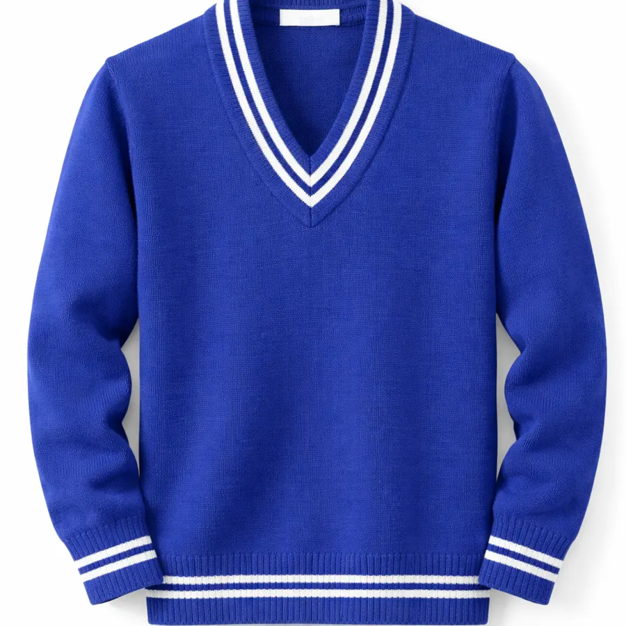 Blue with white stripes school sweater