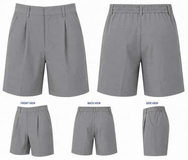 Grey elastic-waist school shorts