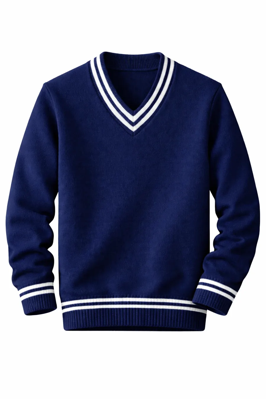 Navy with white stripes school sweater