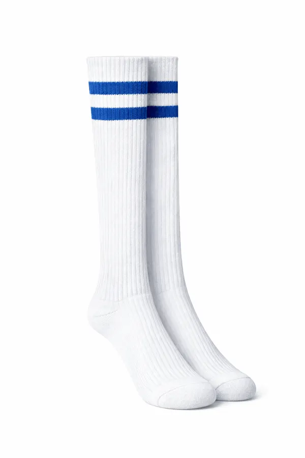 White and Blue striped school socks