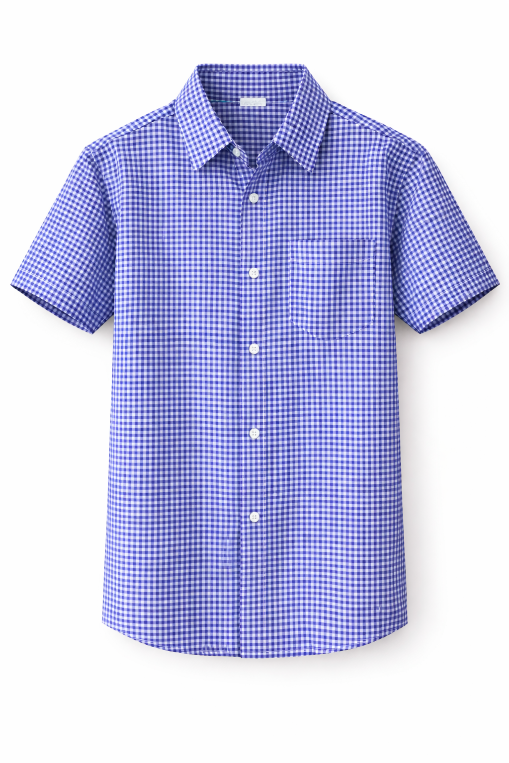 Blue white checked shirt