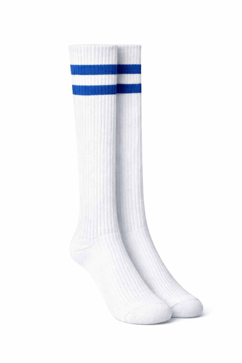 White School Socks, Blue Stripe Soft Stretch Knit